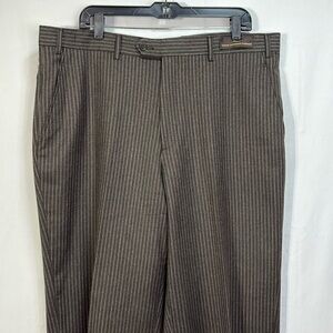 🕶️ nwt Daniel Bishop wool brown chalk stripe flat front trousers